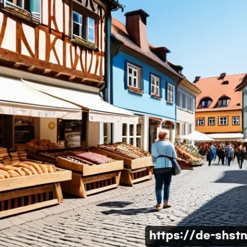 지속가능한 지역 경제 개발 사례 - **Prompt:** A vibrant, sunny market square in a picturesque German town. Local vendors, including a ...
