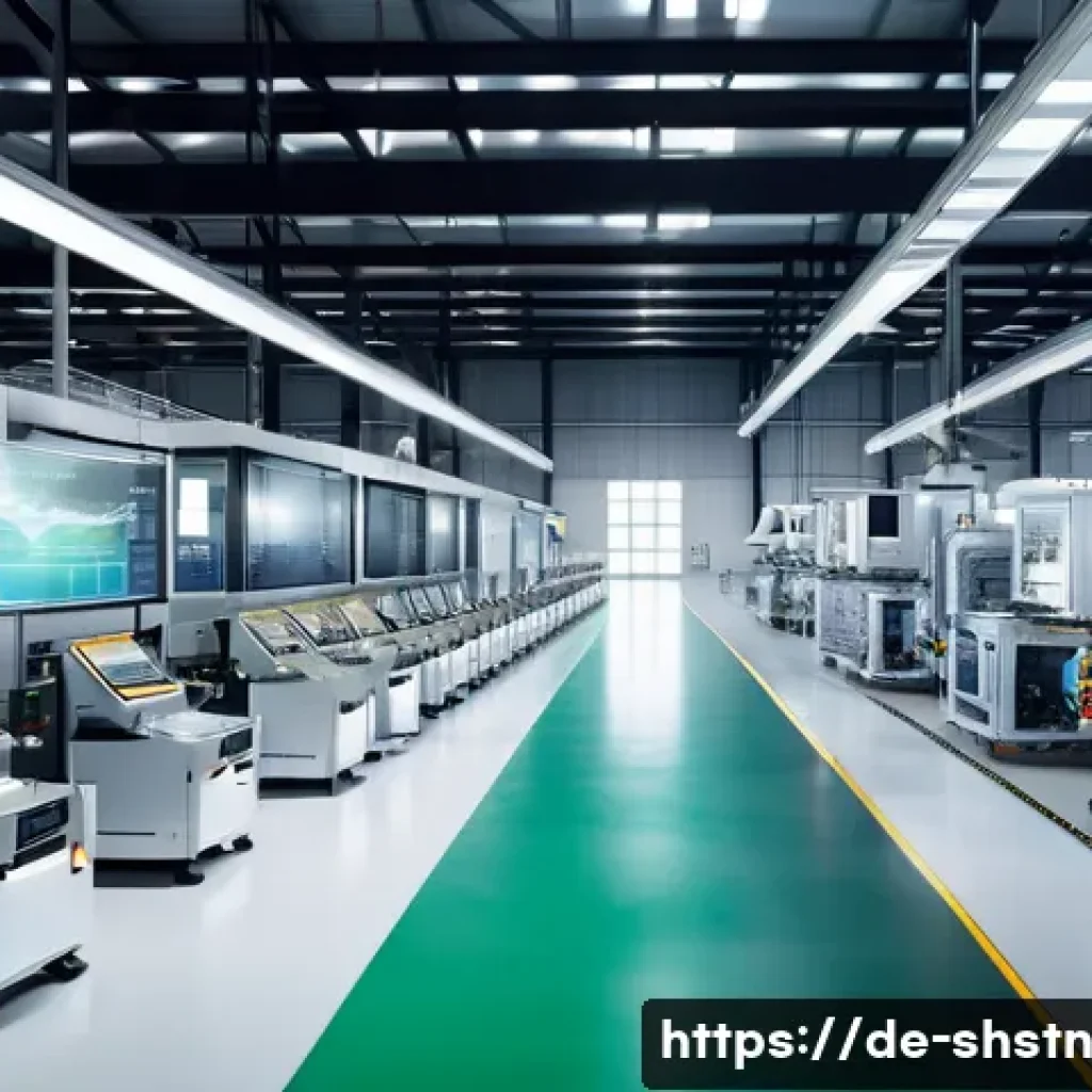 지속가능성 관련 연구 논문 소개 - A modern industrial factory interior showcasing digitalization for resource efficiency: sleek produc...