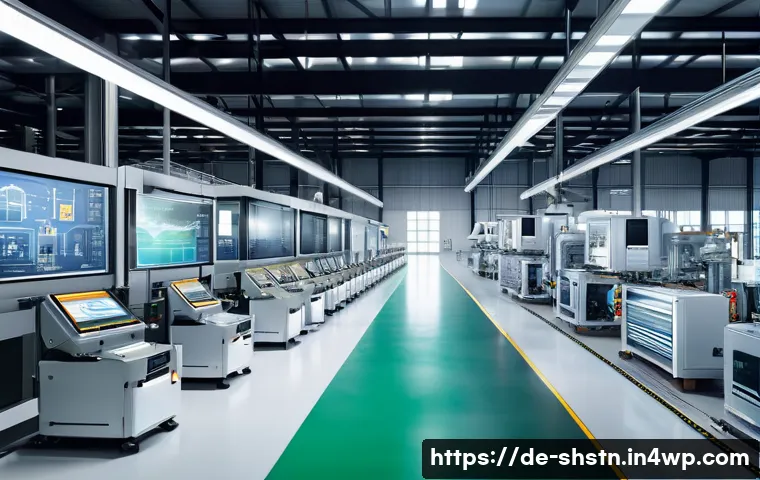 지속가능성 관련 연구 논문 소개 - A modern industrial factory interior showcasing digitalization for resource efficiency: sleek produc...