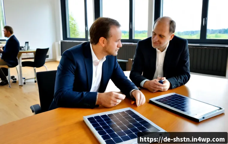 지속가능한 연구개발 R D  투자 전략 - Photorealistic sustainable R&D investment strategy meeting in a modern German research center, diver...